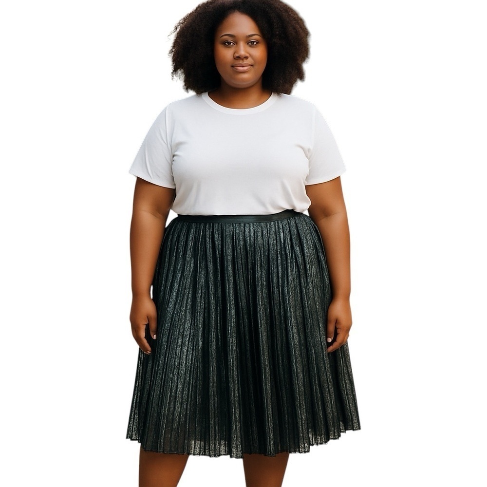 Eloquii Plus Size Black Pleated Lace Skirt - Picture 1 of 10